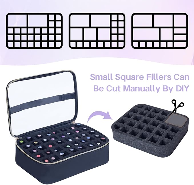 Small Clear Nail Polish Organizer Case Holds 40 Bottles(15ml-0.5fl.oz) Multifunctional Nail Polish Bag, Cosmetic Travel Makeup Bags for Women, Black