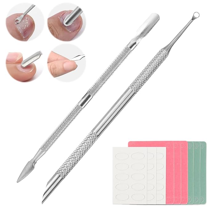 Professional Nail Cuticle Around Polish Remover Tool, Stainless Steel Dual-Ended Russian Prep Cuticle Pusher Tool with 9 Sheets 100/180/240 Grit Sandpaper for Manicure Pedicure Home Salon Use