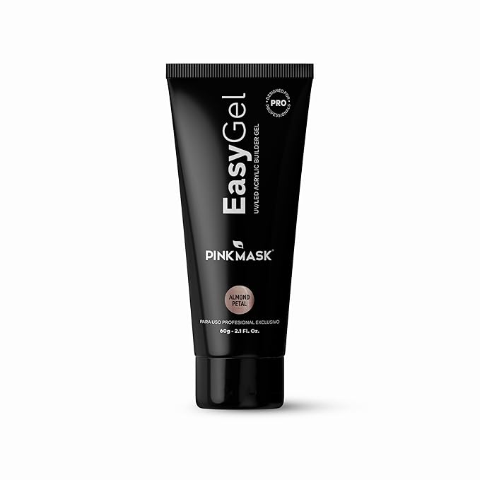 PINK MASK Easy Gel 2oz 60g- Almond Petal, Professional Builder Enhancement Gel-Quick Nail Extension for Beginner DIY, Nail Strengthener-Long Lasting-Salon Quality-Thickening Solution