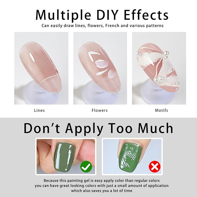 Gel Paint For Nails Art, Paint Nail Gel For French Tip Tool Design For Home Salon DIY Gel Nail Art (Snow White, M)