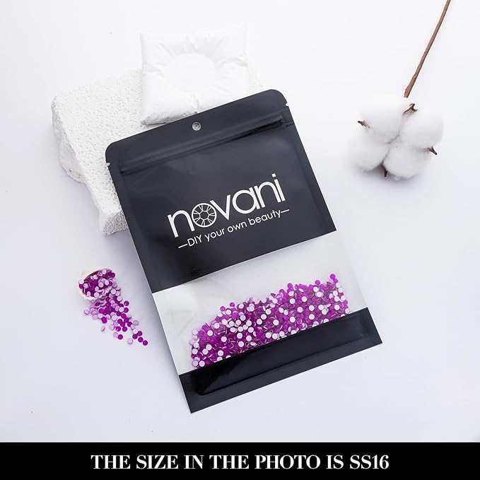 Novani 3000 Pieces Flatback Rhinestones Glass Round Gems Neon-Purple Crystals for Nail Art DIY Crafts Clothes Shoes,SS16,3.8-4.0mm
