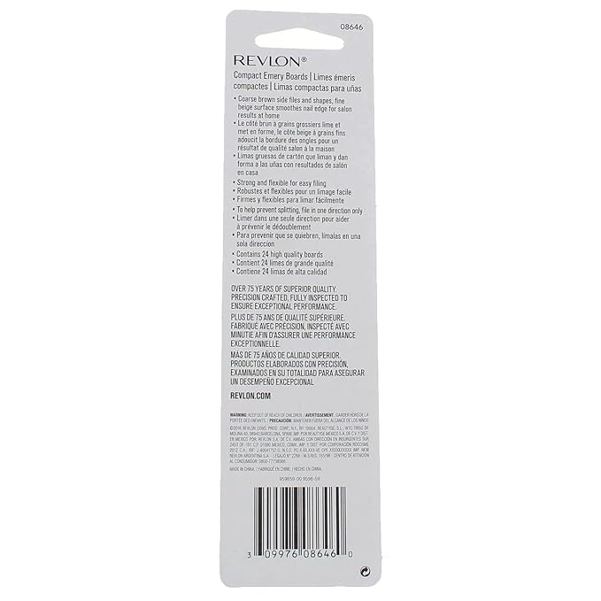 Revlon Compact Emery Boards Nail File, Dual Sided Manicure and Pedicure Tool for Shaping and Smoothing Finger and Toenails, 24 Count (Pack of 2)