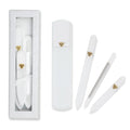 Bona Fide Beauty Nail Kit: Handmade from Czech Glass, Perfect Gift for Teenage Girl, 4PC Gift Set in Clear Color - Foot File, Travel Nail File, Glass File, 1 Cuticle Pusher