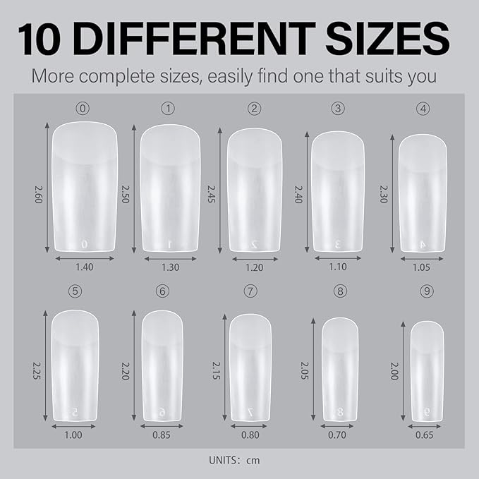 AILLSA Medium Square Nail Tips - Upgraded Matte Gel Full Cover Nails Tips No Filed, 240Pcs Pre-shaped Gelly Tips Acrylic Clear Fake Press On Soft Nail Tip for Soak Off Nail Extension 10 Sizes
