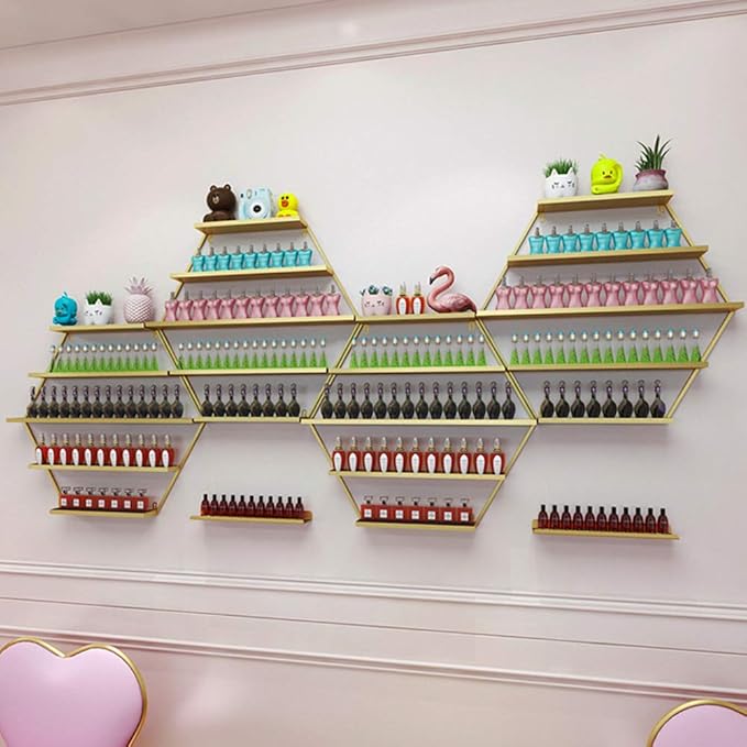 Metal Wall-Mounted Nail Polish Shelf and Essential Oil Rack, Used in Nail Salon, Beauty Salon, Home Perfume/Cosmetics/Beauty Supplies/Spices Collection Display Rack