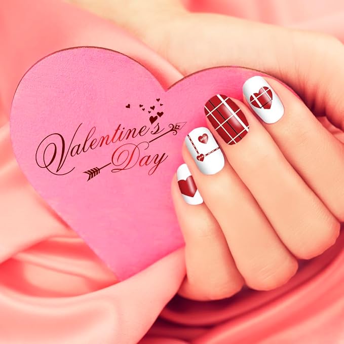 winthrop 16 Sheets Holiday Nail Wraps Stickers, Christmas Valentine's Day Seasonal Full Nail Polish Strips, DIY Self-Adhesive Winter Nail Art Decals with 2 Pcs Nail Files for Party Decor (224 Pieces)