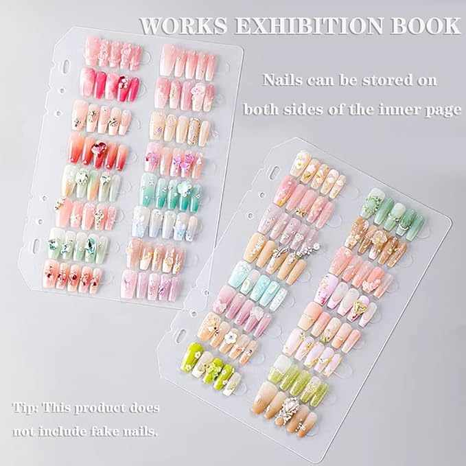 Large Clear Press on Nails Storage Box, Empty Press on Nails Packaging Box Set with Double-sided Adhesive Tape and 50 Arcylic Nail Display Stand Can Be Used to Store and Store Personal Items (large 1)
