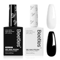 beetles Balck and White Gel Polish - Monochrome Aesthetics Hema-Free Black and White Color Gel Set, 2 Pcs 15ml Polish Soak Off Led French Nail Art Manicure Salon Diy at Home