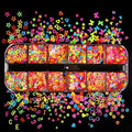 Nail Art Mixed Shape Sparky Sequins 3D Iridescent Butterfly Flower Star Heart Letter Number Confetti Manicure Sticker Flake Accessories 12 Grids