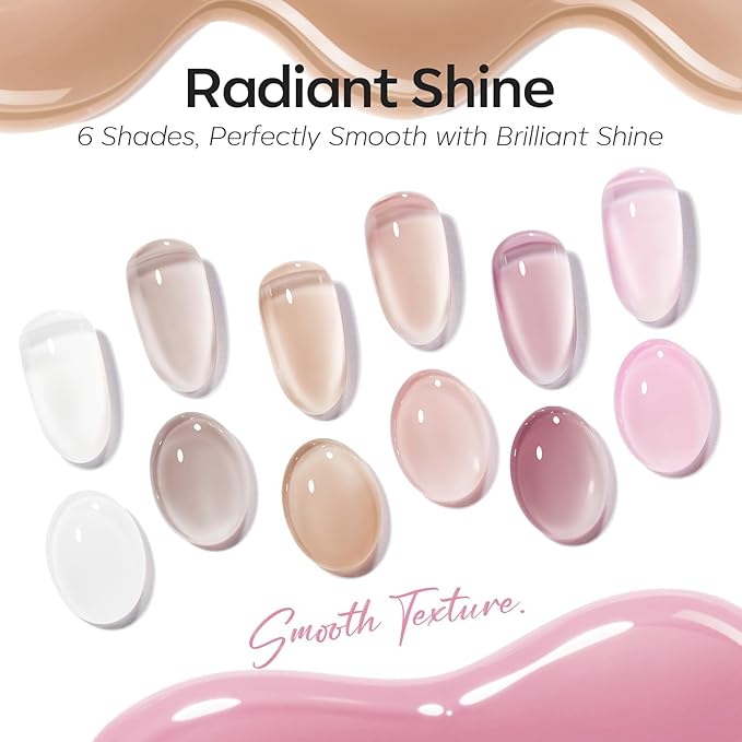 modelones Jelly Gel Nail Polish Set, French Tip Base Color Gel Polish Milky White Nude Pink Neutral Sheer Translucent Hema Free 6 Colors Gel Nail Kit Soak Off UV Spring DIY Manicure Gift Women