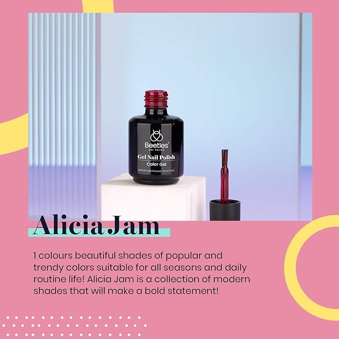 Beetles Burgundy Red Gel Polish-15ml Burgundy Dark Red Gel Nail Polish UV LED Nail Lamp DIY Wine Color Nail Art Design Gift for Women