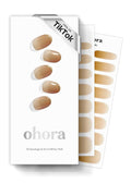 ohora Semi Cured Gel Nail Strips (N Caramel Glaze) - Brown, Ombre, Works with Any UV/LED Lamps, Salon-Quality, Long Lasting, Easy to Apply & Remove - Includes 2 Prep Pads, Nail File & Wooden Stick