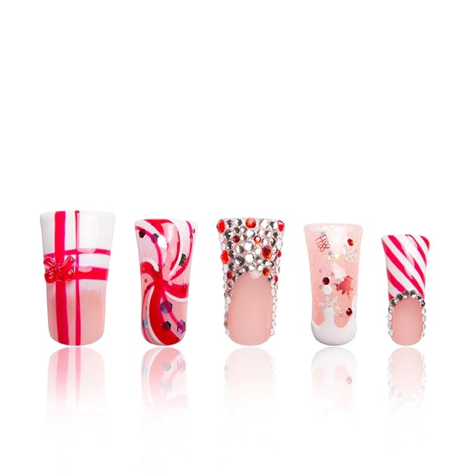 LOVFUL Press on Nails Christmas Gift | Handmade with Full Covered Crystals | Reusable Full Cover Nails | Duck Classic Regular 1.3 in | H349-S