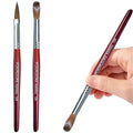 Acrylic Nail Brush with Pure Kolinsky Sable Hair and Red Wood Hand, Round/Flat Professional Gel Brush for Acrylic Power and Nail Extension Size #8,10,12 (2Pack(#8))