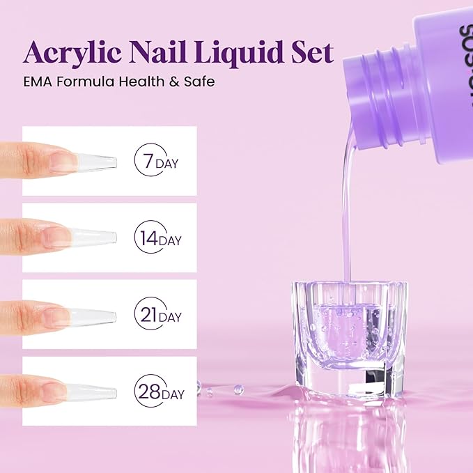 Acrylic Nail Kit with Drill: Complete Set with Everything for Beginners and Women at Home Salon - Including Clear White Pink Acrylic Powder and Liquid and Brushes for Extensions