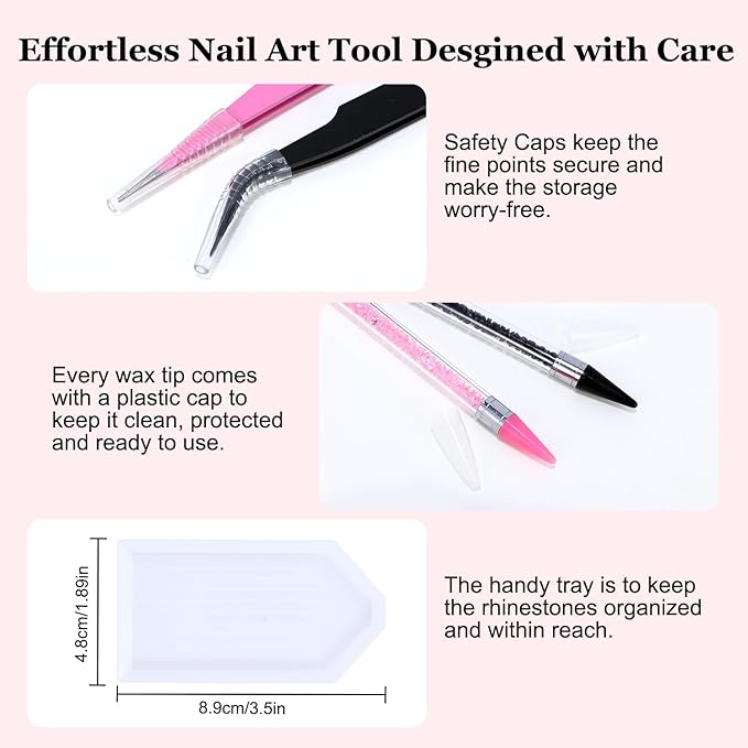 14 Pcs Rhinestone Picker Tool Nail Art Design Bedazzling Dotting Tool Rhinestone Applicator Diamond Jewel Gem Picker Tool With Wax Pencil and 2 Nail Art Tweezers