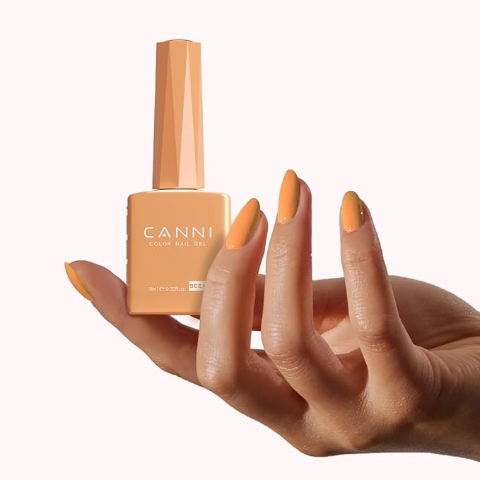 CANNI Creamy Orange Gel Nail Polish, 1Pcs Nude Gel Polish Pastel Orange Summer Color High Gloss Soak Off U V Nail Manicure Salon DIY
