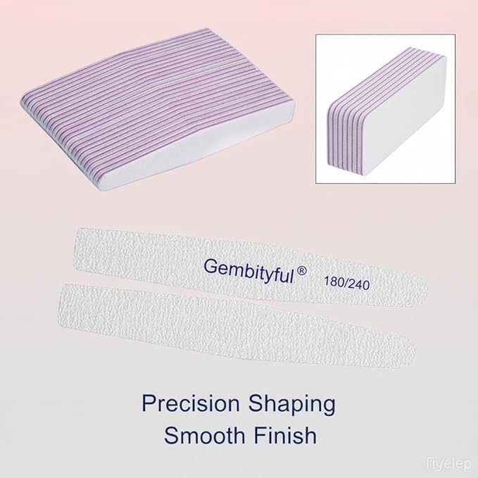 25 Pcs Thick Nail File 180/240 Grit Rhombus Shape, Emery Boards Nail File for Natural Nails and Acrylic Nails, Double Sided Boards Profesional for Home and Salon