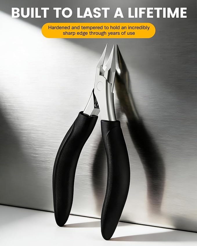 BEZOX Professional Toenail Clippers - Heavy Duty Toe Nail Clippers for Thick Toenails & Ingrown Nails | Long Handle Nails Clipper for Seniors with Comfort Grip & Ultra Sharp Blade - Black