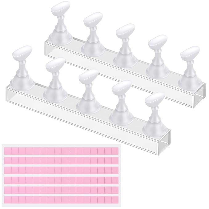 Etercycle Nail Stand Press On Nail Stand Nail Holder for Painting Nails Magnetic Nail Tips Practice Stands with 80Pcs Reusable Putty (White)