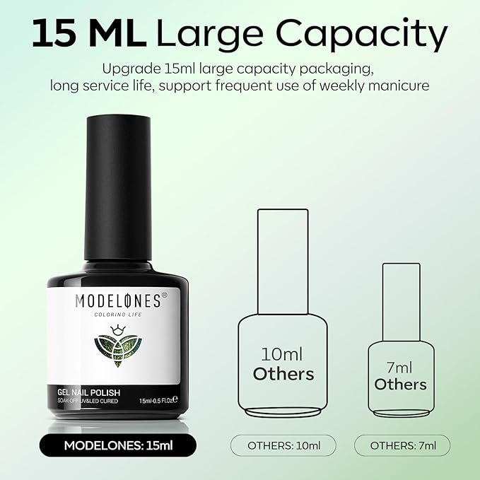 modelones Glitter Gel Nail Polish Pastel Green Gel Nail Polish Soak-Off UV Gel Polish - 28+ Days Long-Lasting Salon-Quality Nail Art for Spring & st patricks day decorations DIY Manicure & Gift 15ML