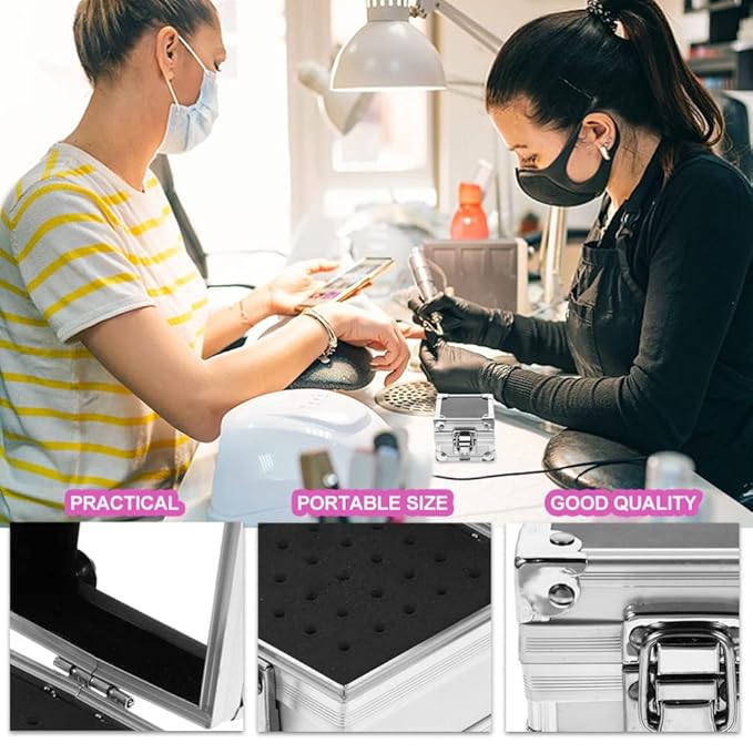 Beaupretty 2 Pieces Nail Drill Bits Holder Drill Bit Case Drill Bits Display Organizer Box Nail Polishing Heads Container Manicure Tools