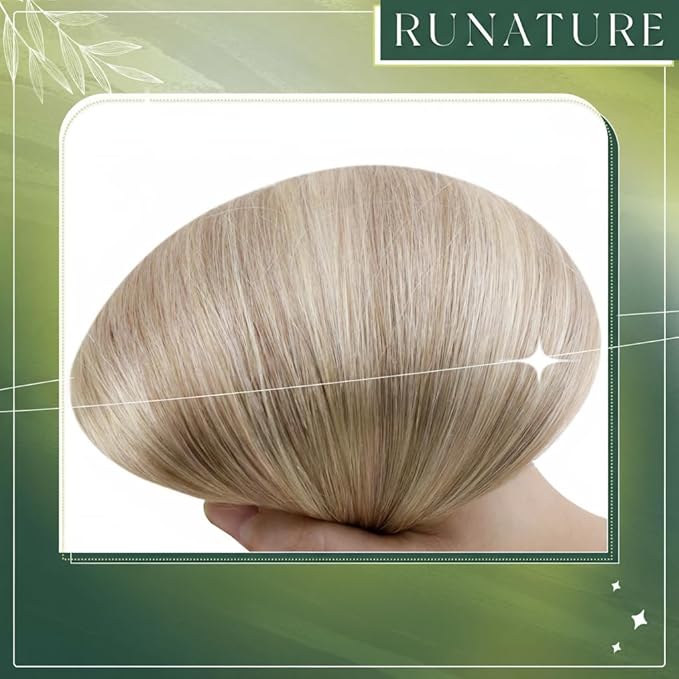RUNATURE Blonde Ombre Nano Hair Extensions Human Hair, 14 Inch 50G 50S Ash Blonde Balayage Light Blond, Pre Bonded Nano Tip Hair Extensions, Cold Fusion, Long Lasting