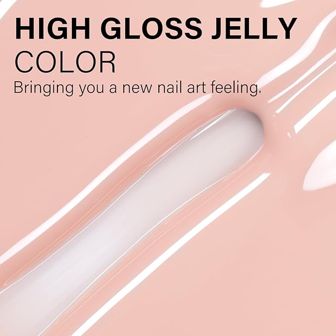 AILLSA Nude Gel Nail Polish Skin Kiss Jelly Gel Polish Neutral Sheer Skin Tones Translucent Gel Polish Long Lasting Light Tan Color Soak Off U V Gel for French Manicure Nail Art at Home 0.51 Oz