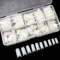 krofaue 500PCS Soft Gel False Nails Tips - Half Cover Acrylic Nail Tips 10 Sizes Lady French Style Acrylic Artificial Tip Manicure with Box for Nail Tips Art Salons and Home DIY