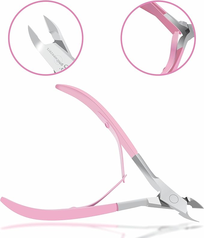 GMI-TWEEZERS - Professional Cuticle Remover, Cuticle Pusher And Cuticle Trimmer - Manicure Tool Cuticle Nippers - Durable Cuticle Cutter For Finger And Nail - Instant Cuticle Kit (Pink)