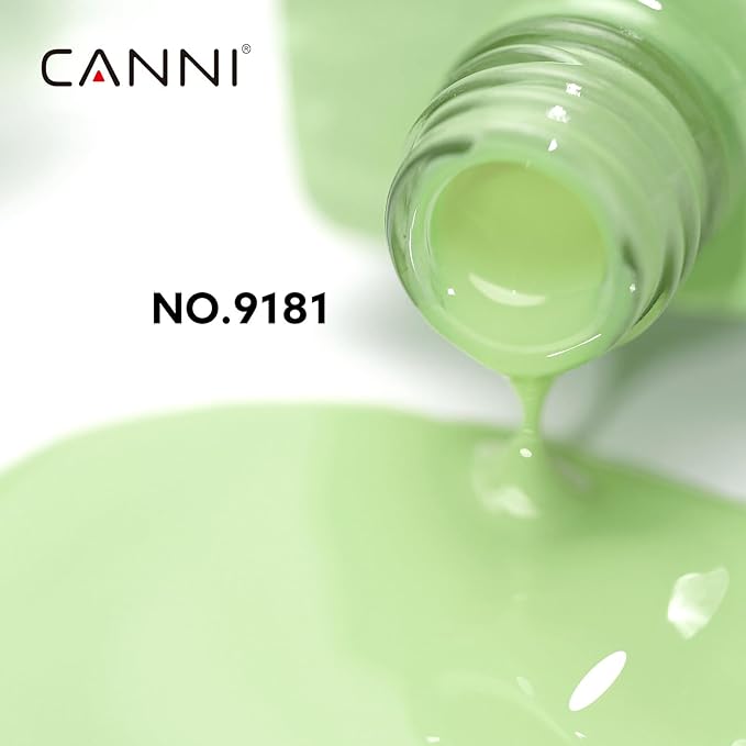 CANNI Mint Green Gel Nail Polish, 1Pcs Pastel Light Green Gel Polish Lime Sage Color Soak Off U V Nail Manicure Salon DIY at Home
