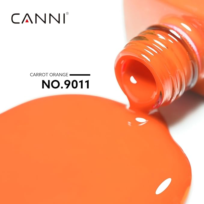 CANNI Bright Orange Gel Nail Polish, 1Pcs Orange Gel Polish Color High Gloss Soak Off U V Nail Manicure Salon DIY