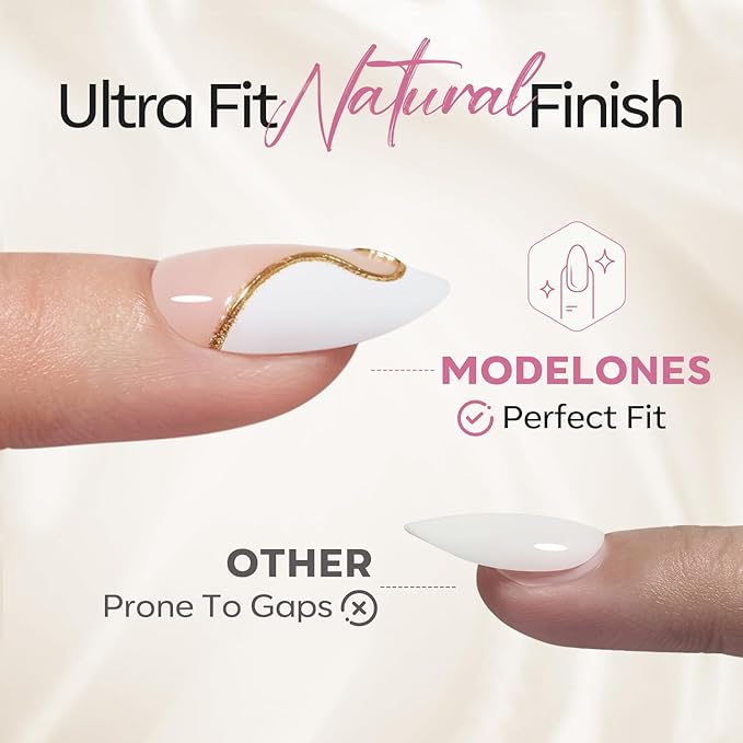 Modelones French Tip Press on Nails Almond, Short Almond Fake Nails, Semi-Transparent Soft Nail Kit with Nail Glue Adhesive Tabs Nail File, Spring Nails Press Ons 30Pcs 15 Sizes, Pink Flower