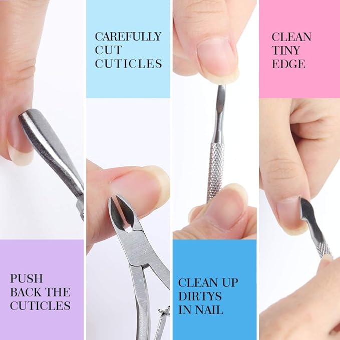 3pcs Double Sided Rectangular Nail File and Buffer, Buffer Block Sponge Polished, Nail Brush, Come with Cuticle Nipper and Pusher, Perfect Manicure Tool Kit for Shiny Nail