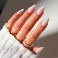Glamnetic Press On Nails - Clouded | Medium Almond White Fake Nails, Salon Quality Milky Nails | 15 Sizes - 30 Nail Kit with Glue