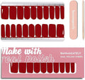 Nail Polish Strips, 20Pcs Salon Quality Gel Nail Stickers, Easy Long Lasting Wraps for Short Nails no UV Light Needed (Red)