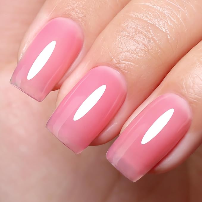 Imtiti Pink Jelly Gel Nail Polish, Sheer Translucent UV Gel Polish for Nail Art Soak off UV Led 10ML