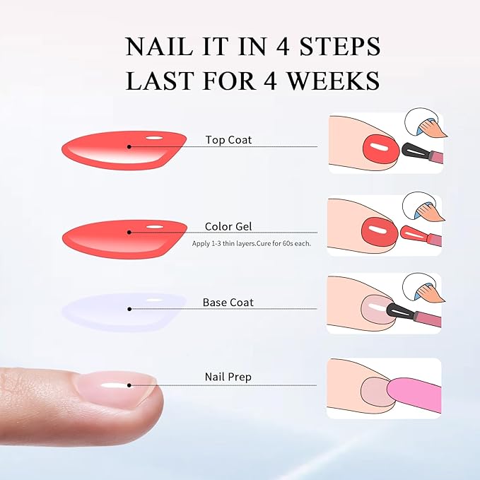 10ml Hema Free Gel Nail Polish Set, 6 Colors Transparent Jelly Gel Polish Kit Rose Garden Sheer Nude Red Pink Brown Gift for Women