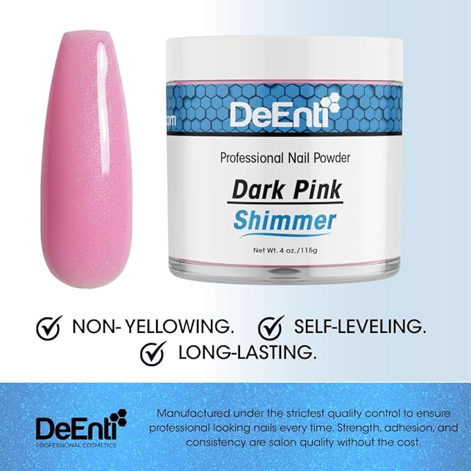 Acrylic Nail Shimmer Powder - 4oz Dark Pink|Professional Grade, Bubble-Free Acrylic Powder for Nails | Long-Lasting, Chip-Resistant Nail Acrylic Powder for Carving, Extensions & Fake Nails