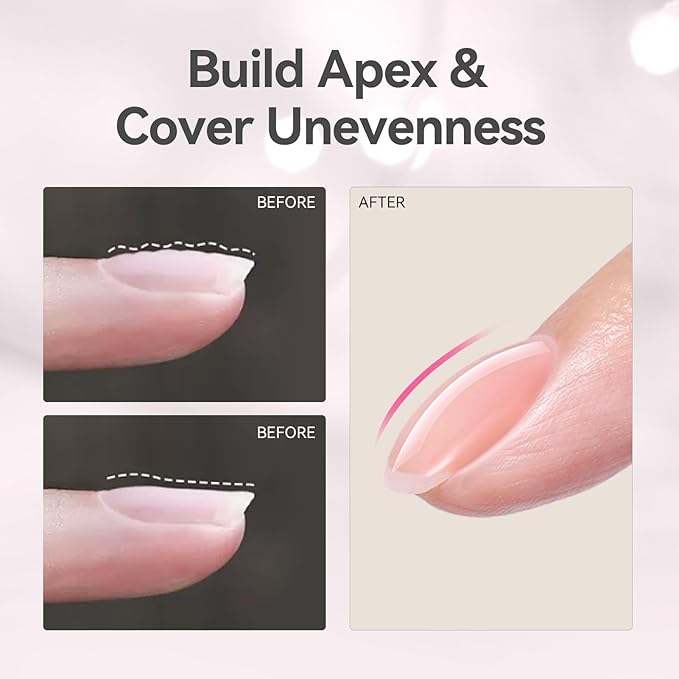 Born Pretty Builder Gel for Nails, 8-in-1 Milky Nude Natural Clear Builder Nail Gel for Apex and Extension Strengthener, Nail GLue Hard Gel Base Rhinestone Glue in a Bottle 15ml