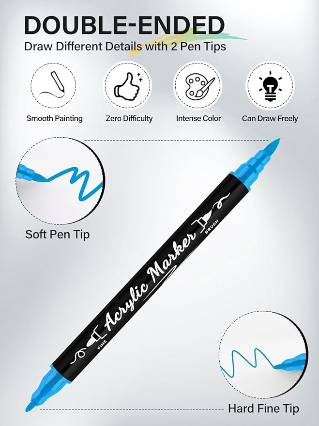 24 Colors Double-Ended Nail Art Marker Pens Set, EBANKU Nail Polish Pen for Nail Art, Fine Tip Nail Pen for Painting Nail, Nail Point Dotting Liner Drawing Pen for DIY Salon Home Beauty Adorn Manicure