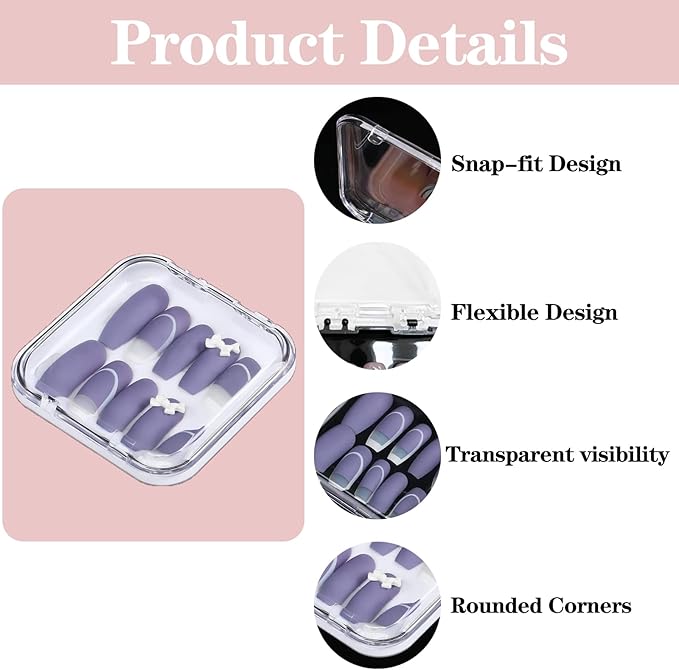 20pcs Press On Nail Packaging Box Press on Nail Storage Box for Press Ons with 60 Pcs Adhesive Double Sided Tape for Fake Nail Storage Case Nail Display Nail Salon Supplies Nail Art Nail Business