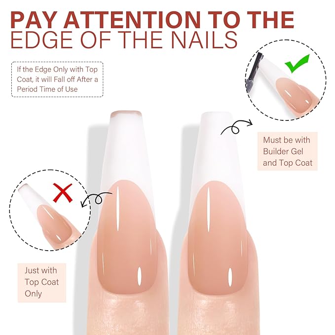 AILLSA French Gel Nail Tips, 180 Pcs French Tip Press On Nails Long Coffin Brown, Pre-Applied Primer & Base Coat, No Need File, Soft Nail Tips, Fake Nails for Nail Art DIY 15 Sizes