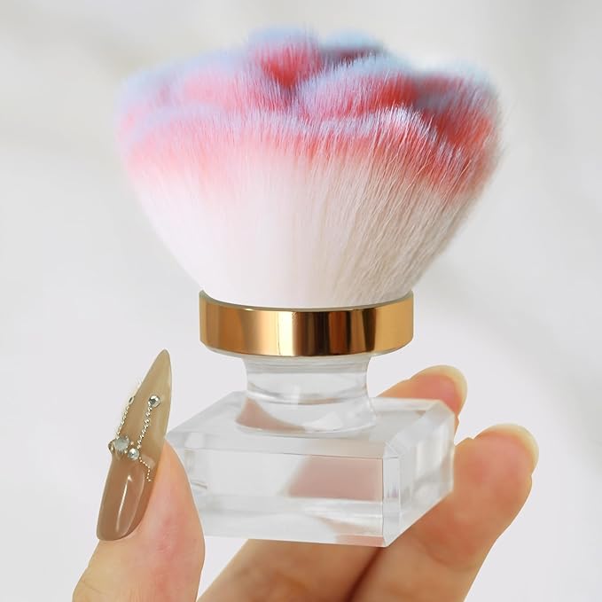Nail Dust Brush for Nails, Nail Art Dust Powder Remover Brush, Pink Rose Cleaner Brush for Makeup or Blush Nail Arts Brush, Nail Dusting Brush Tools