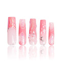 LOVFUL Mid Length Press on Nails Pink Fantasy | Handmade Acrylic Press ons | Reusable Fake False Nails | Square Mid Length 1.7 in | H327-L