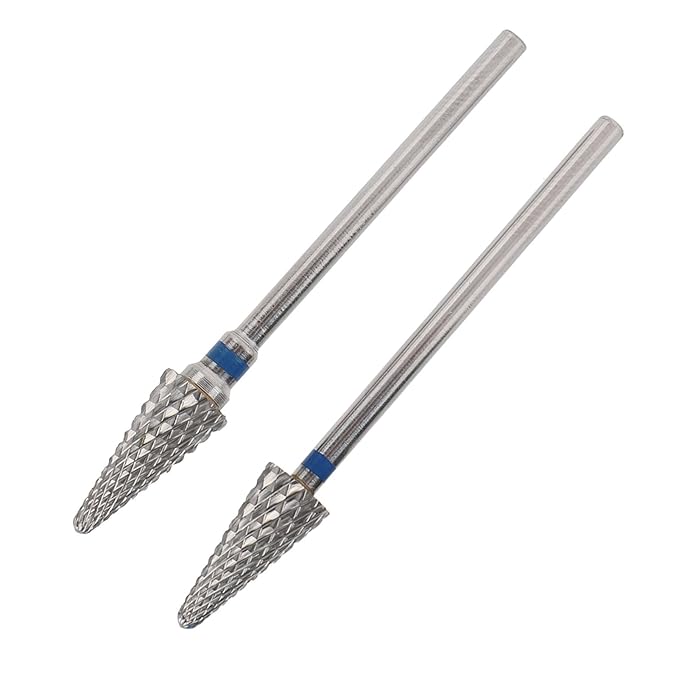 Tungsten Tapered Nail Drill Bit 2pcs, Long Lasting Cone Nail Art Grinding Heads Smooth Shaping, Electric Drill File Removal, for Manicure Pedicure Tool