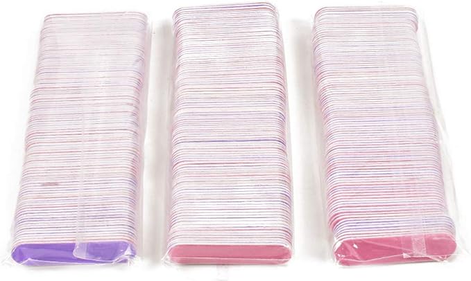 Mini Nail File Bulk 300Pcs (180/240 Grit), Disposable Nail Files Double Sided Emery Boards Home or Professional Manicure Tools(Purple and Pink)