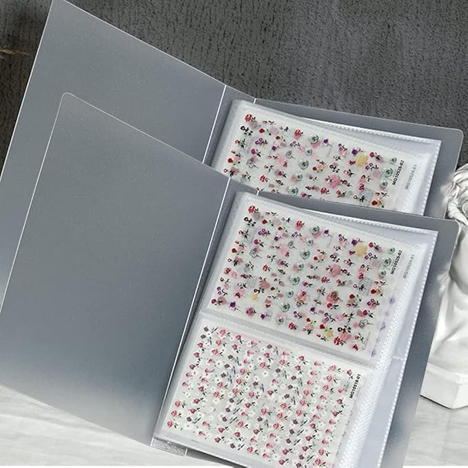 Nail Art Sticker Album Storage Book Nail Sticker Holder Empty Storage Holder Nail Art Tools 2 Pack 80 Slots Nail Decals DIY Nail Art Design for Sticker Displaying