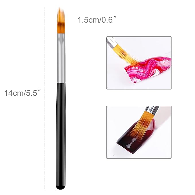 DANNEASY 6Pcs Nail Art Brush Oblique Head French Tips Nail Brush Ombre Nail Brush Nail Design Brushes Nail Painting Tools Nail Art Supplies