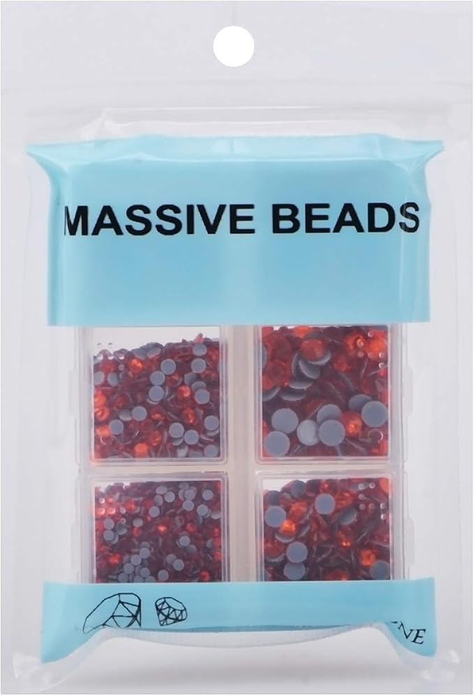 4000pcs Mixed Size Hot Fix Round Crystals Gems Glass Stones Hotfix Flat Back Rhinestones (Orange)